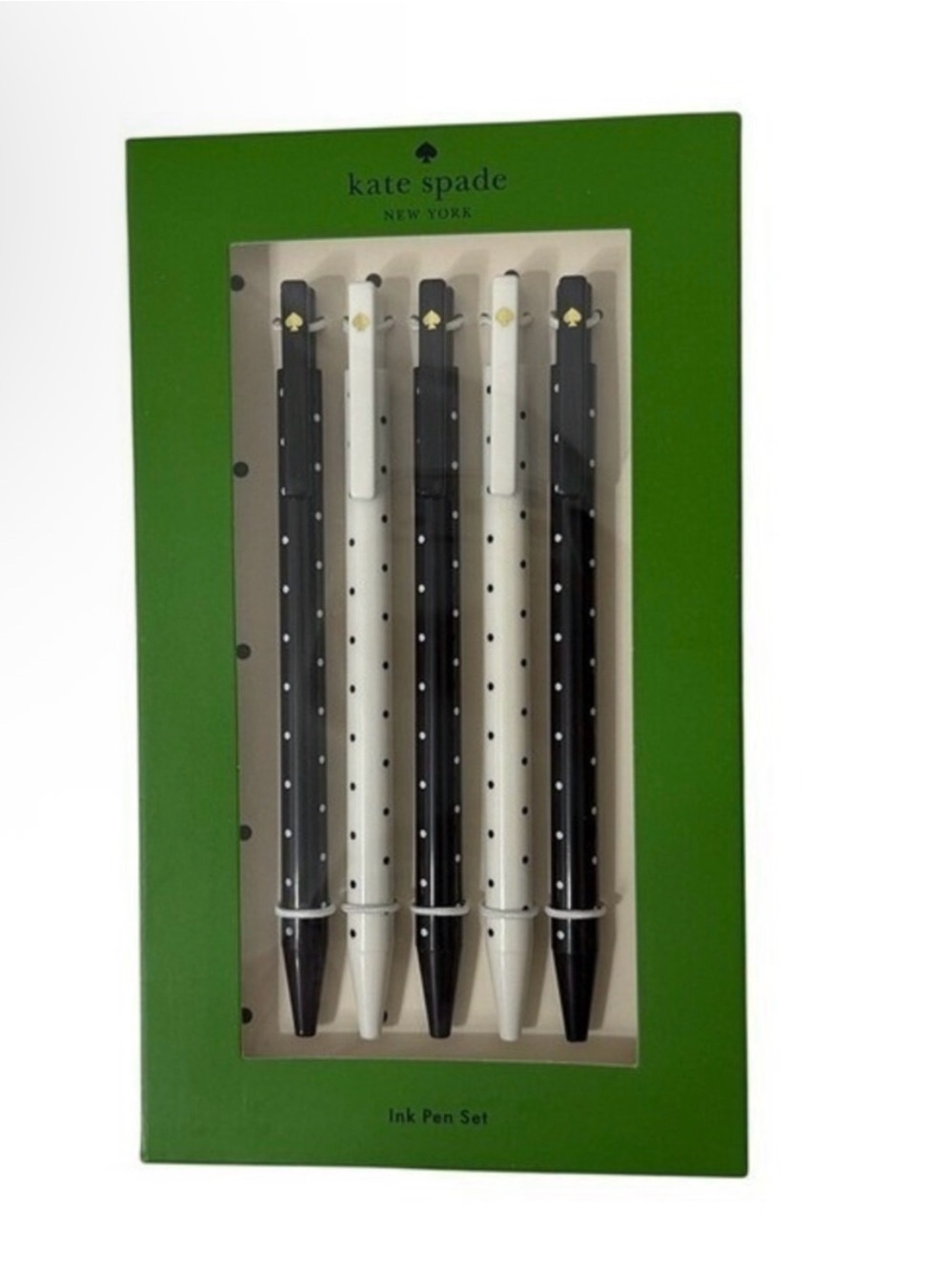 Kate Spade Black & White Polka Dot Pen Set (5) - Picture 4 of 4